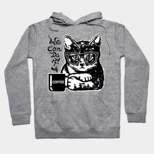 Funny Cat Motivated by Coffee Hoodie